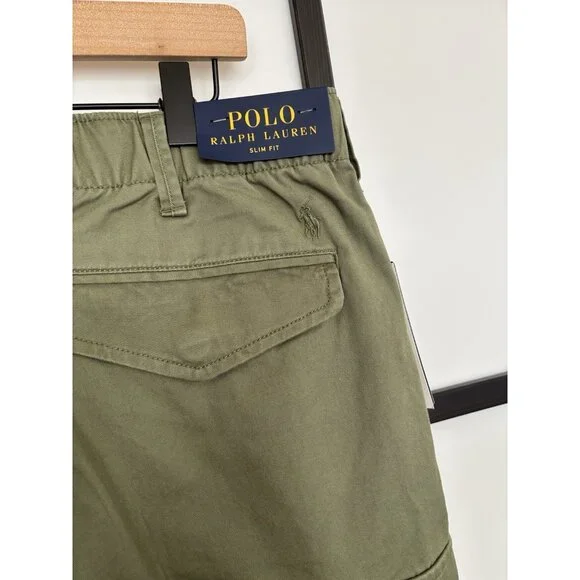 Polo Ralph Lauren Utility Cargo Pants Slim Fit Olive Green Size 34x30 Preppy NWT